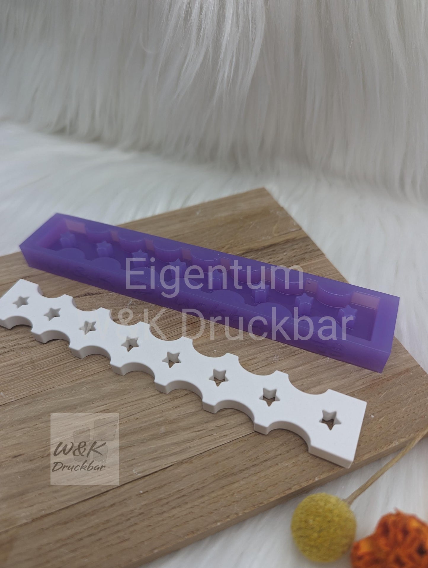 Klötzchen Gießform / Modern Sterne V1 / Silikonform für Klötzchen / 160x22x8 mm / Silikon Klötzchen Gießform / Gießform Klötzchen