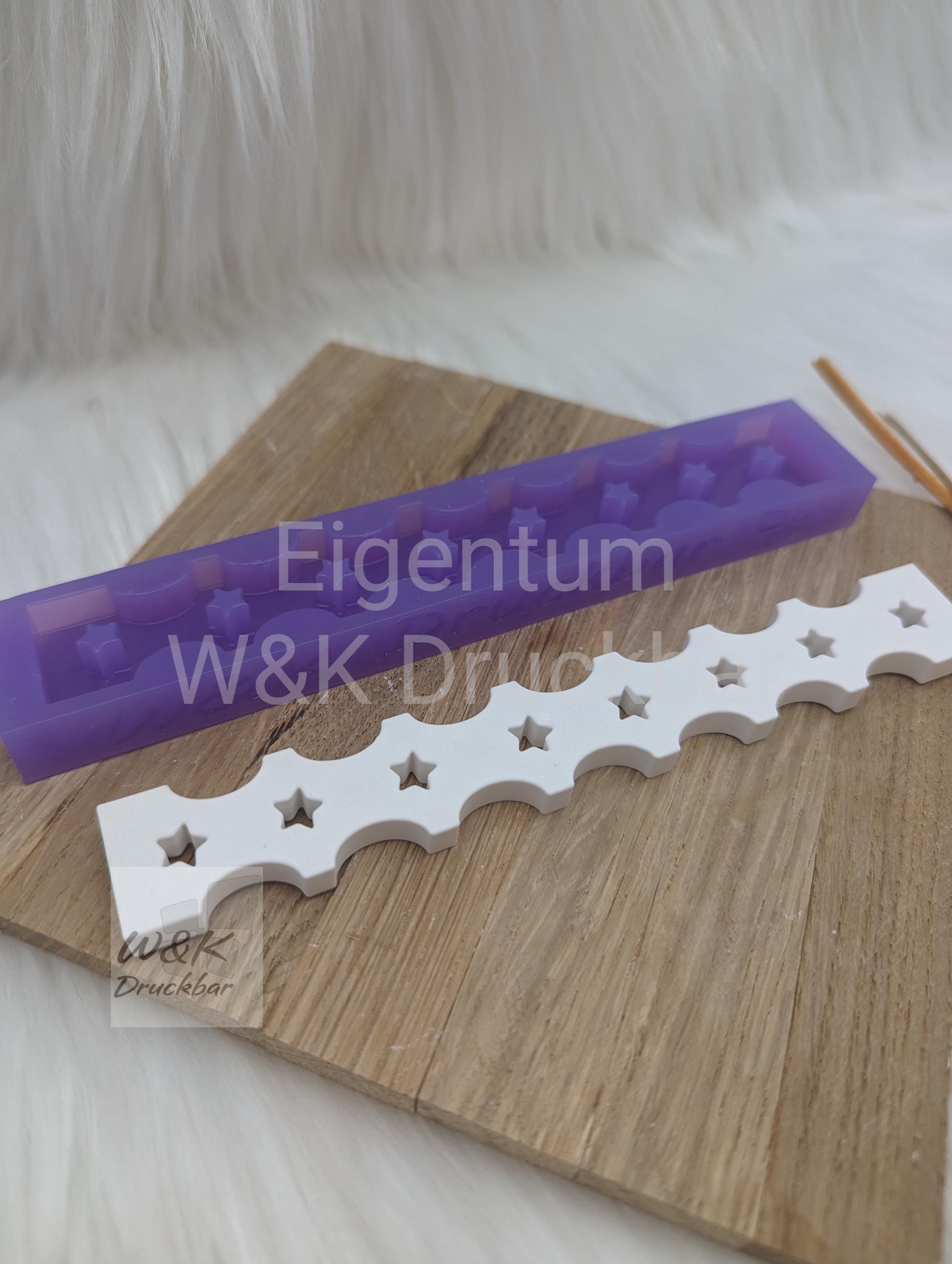 Klötzchen Gießform / Modern Sterne V1 / Silikonform für Klötzchen / 160x22x8 mm / Silikon Klötzchen Gießform / Gießform Klötzchen