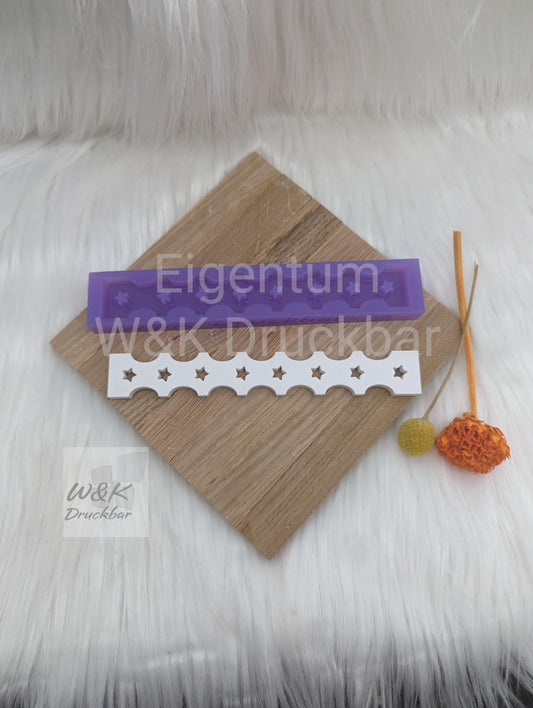 Klötzchen Gießform / Modern Sterne V1 / Silikonform für Klötzchen / 160x22x8 mm / Silikon Klötzchen Gießform / Gießform Klötzchen