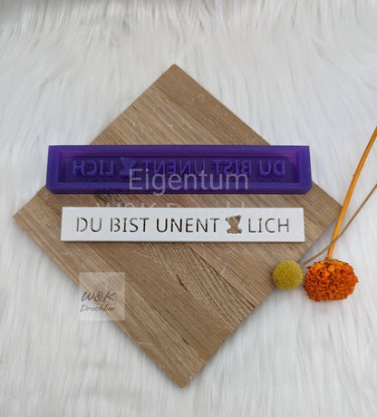 Klötzchen Gießform / DU BIST UNENTBÄRLICH / Silikonform für Klötzchen /160x22x8 mm / Silikon Klötzchen Gießform /Gießform Klötzchen