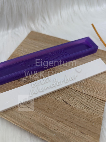 Klötzchen Gießform / DU BIST Wunderbar / Silikonform für Klötzchen /160x22x8 mm / Silikon Klötzchen Gießform /Gießform Klötzchen