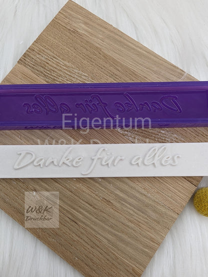 Klötzchen Gießform / Danke für alles / Silikonform für Klötzchen /160x22x8 mm / Silikon Klötzchen Gießform /Gießform Klötzchen