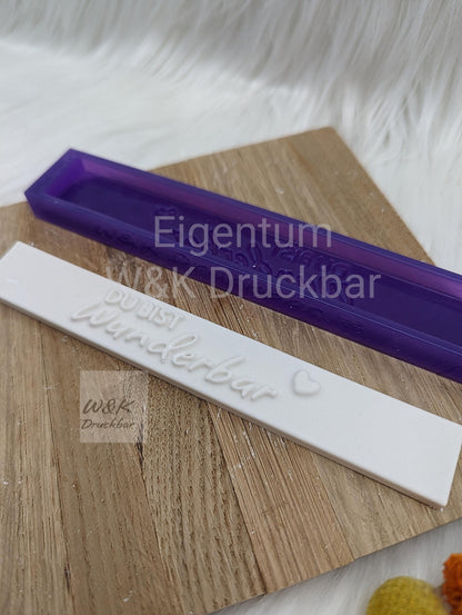 Klötzchen Gießform / DU BIST Wunderbar / Silikonform für Klötzchen /160x22x8 mm / Silikon Klötzchen Gießform /Gießform Klötzchen