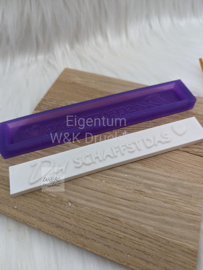 Klötzchen Gießform / Du SCHAFFST DAS / Silikonform für Klötzchen /160x22x8 mm / Silikon Klötzchen Gießform /Gießform Klötzchen