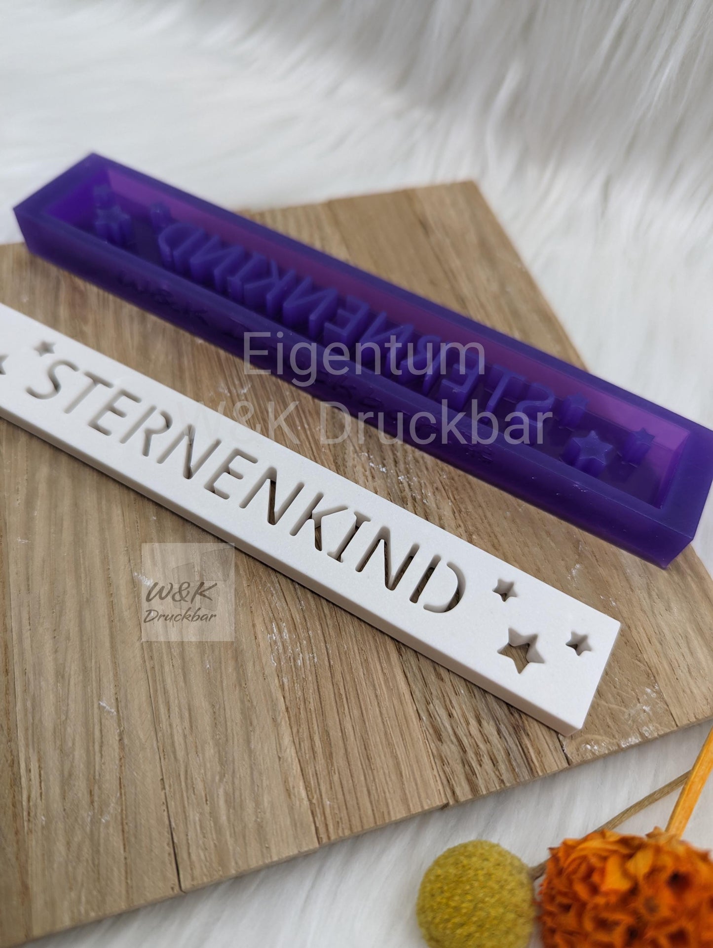 Klötzchen Gießform / STERNENKIND / Silikonform für Klötzchen/160x22x8 mm/Silikon Klötzchen Gießform Herz Motiv