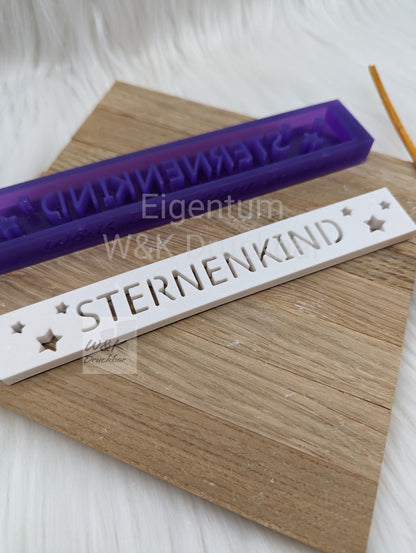 Klötzchen Gießform / STERNENKIND / Silikonform für Klötzchen/160x22x8 mm/Silikon Klötzchen Gießform Herz Motiv