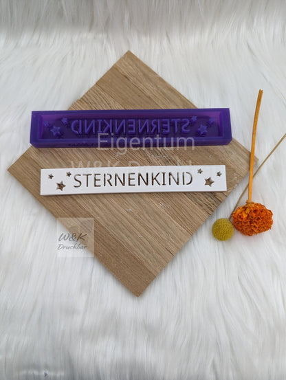Klötzchen Gießform / STERNENKIND / Silikonform für Klötzchen/160x22x8 mm/Silikon Klötzchen Gießform Herz Motiv