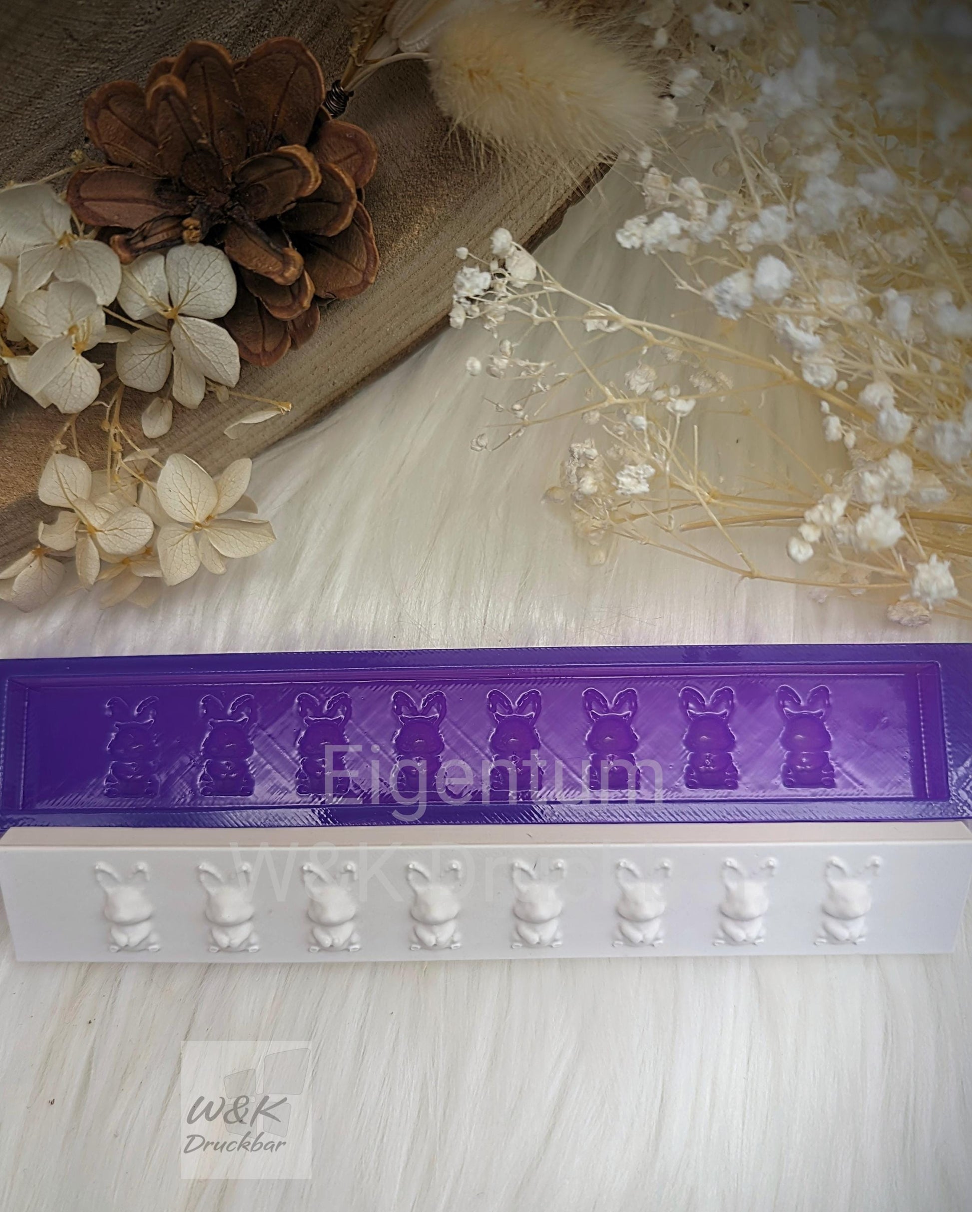 Klötzchen Gießform / 3D-Häschen / Silikonform für Klötzchen / 160x22x8 mm / Silikon Klötzchen Gießform /Gießform Klötzchen