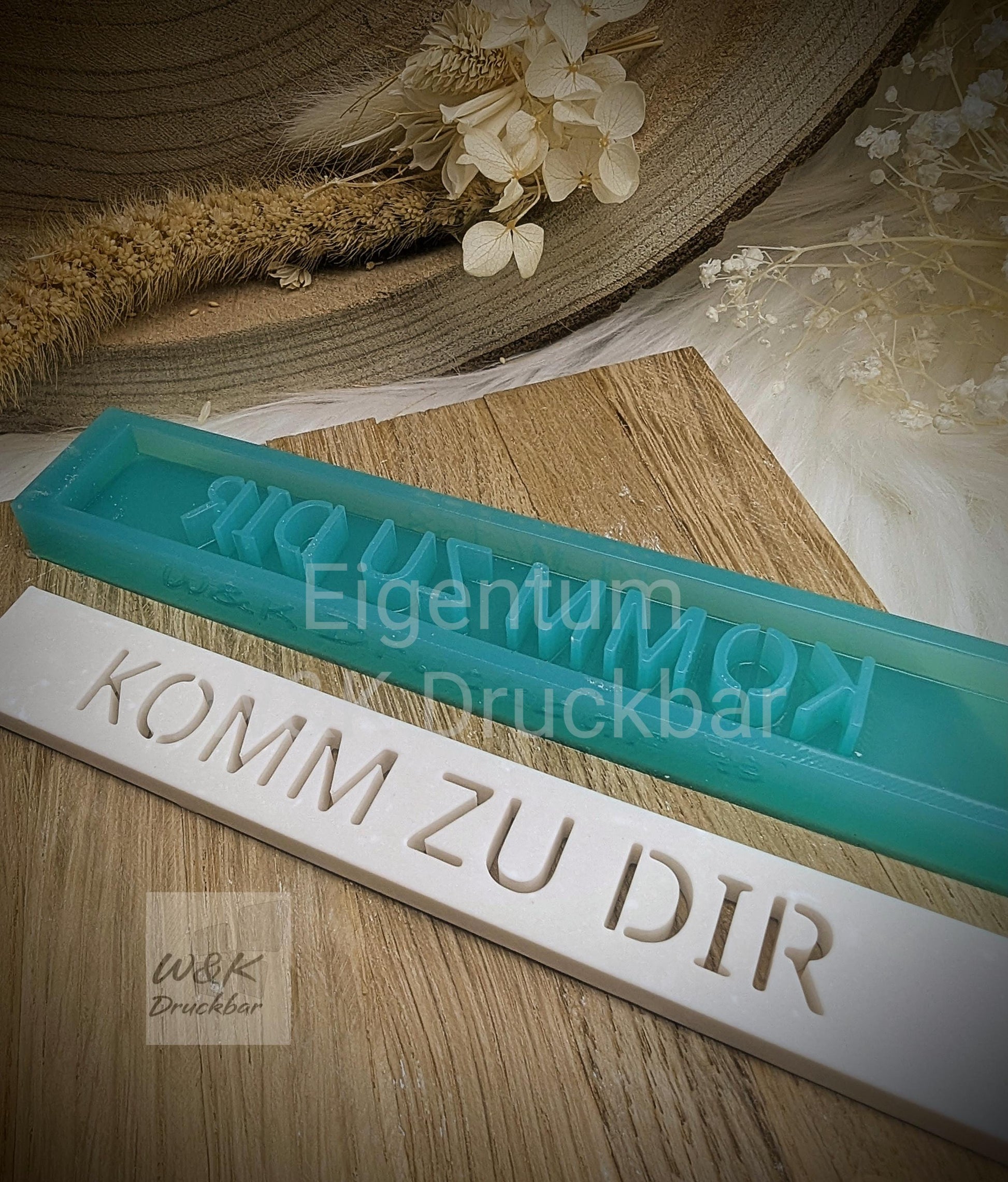 Klötzchen Gießform / KOMM ZU DIR / Silikonform für Klötzchen / 160x22x8 mm / Silikon Klötzchen Gießform /Gießform Klötzchen