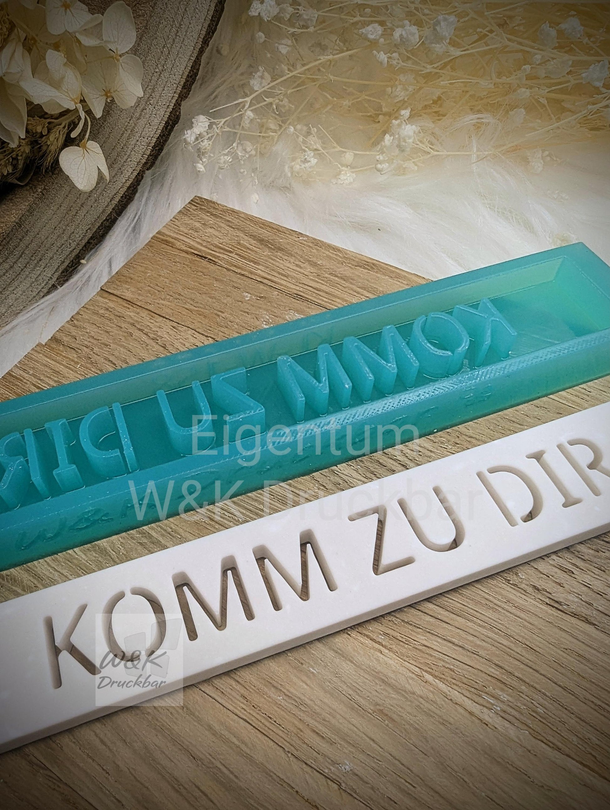 Klötzchen Gießform / KOMM ZU DIR / Silikonform für Klötzchen / 160x22x8 mm / Silikon Klötzchen Gießform /Gießform Klötzchen