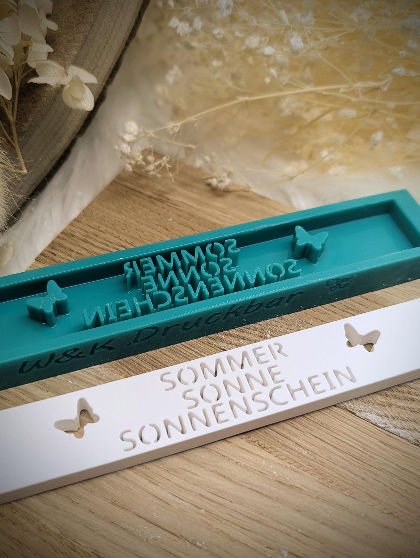 Klötzchen Gießform / Sommer Sonne Sonnenschein / Silikonform für Klötzchen / 160x22x8 mm / Silikon Klötzchen Gießform /Gießform Klötzchen