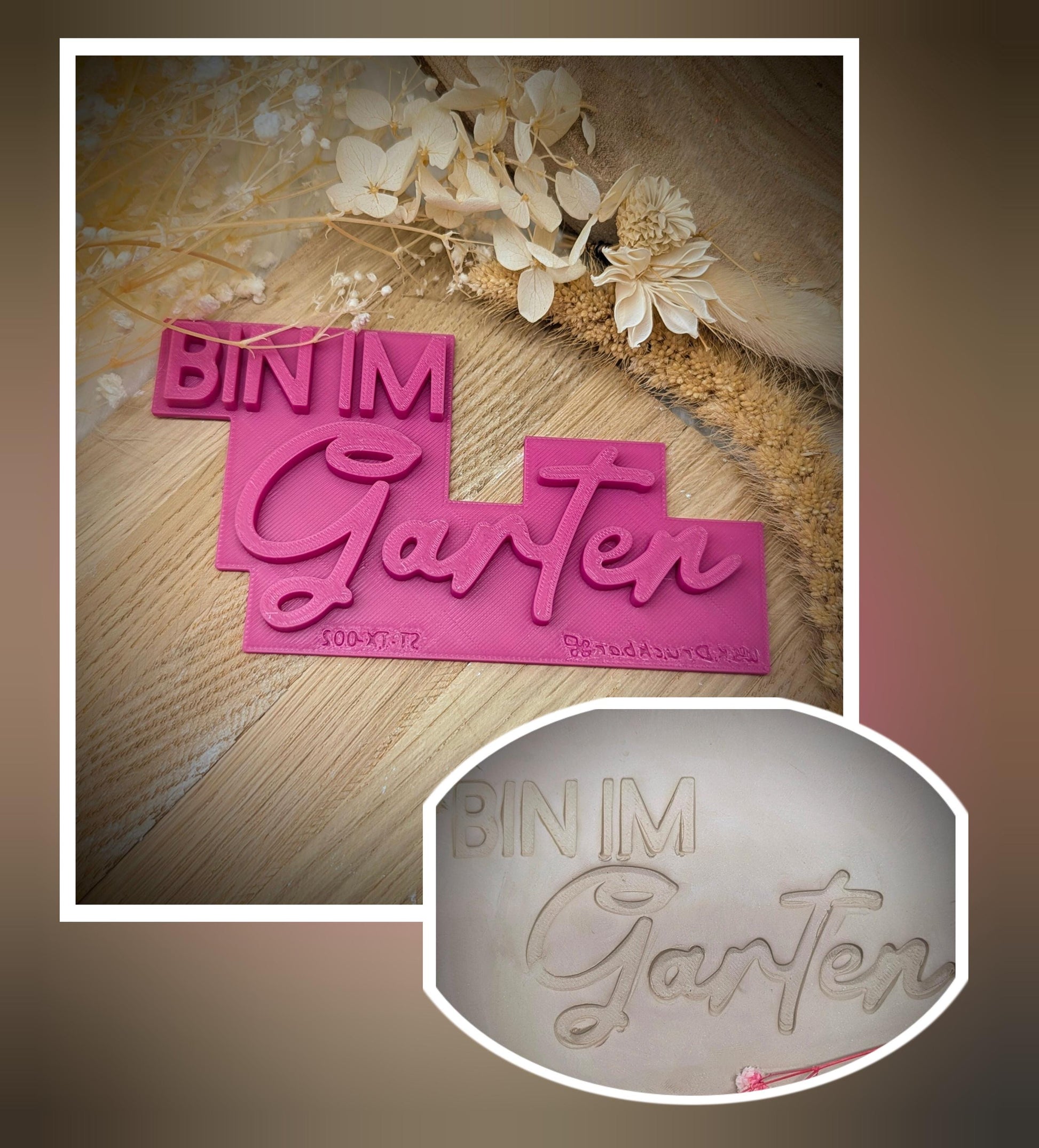 Keramikstempel / Tonstempel / Töpferstempel / Bin im Garten