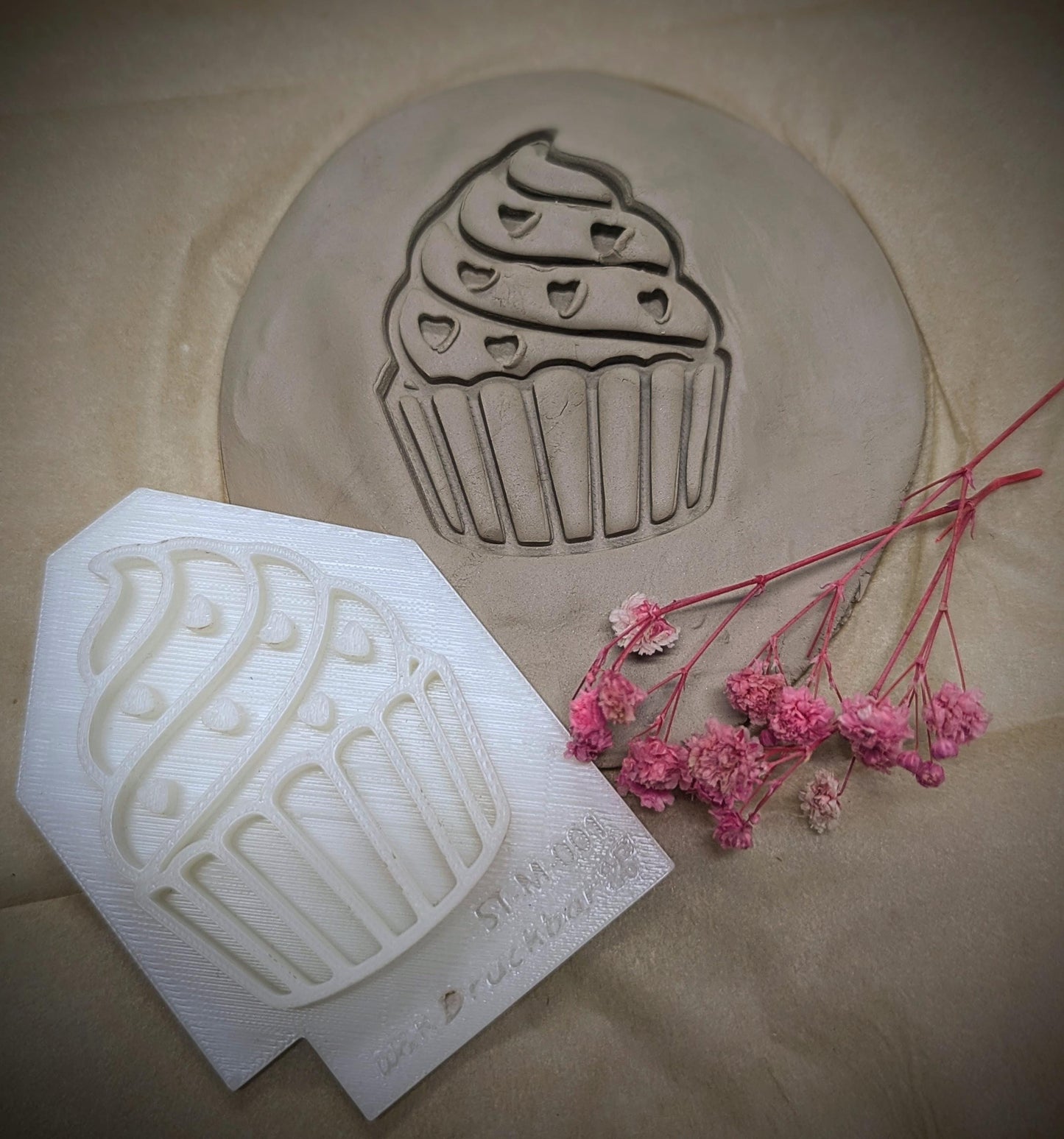 Keramikstempel / Cupcake Heart / Tonstempel / Töpferstempel