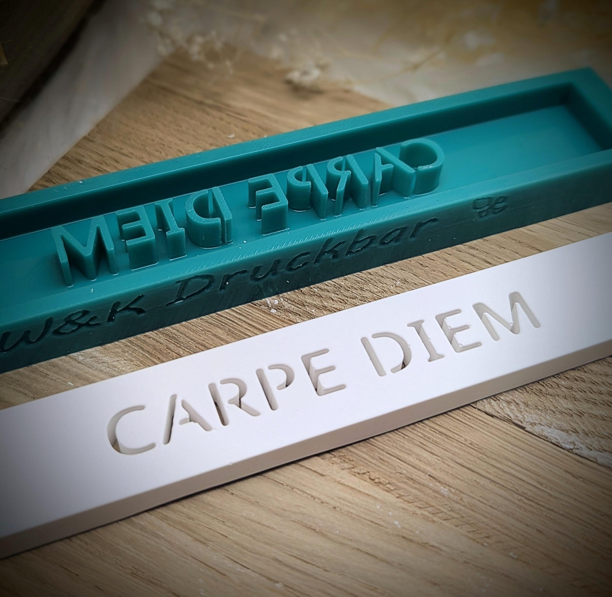 Klötzchen Gießform / Carpe Diem / Silikonform für Klötzchen / 160x22x8 mm / Silikon Klötzchen Gießform /Gießform Klötzchen