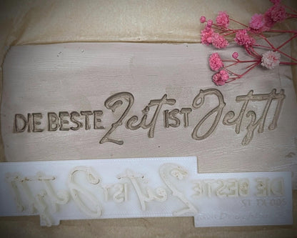 Keramikstempel / Die beste Zeit ist Jetzt! / Tonstempel / Töpferstempel