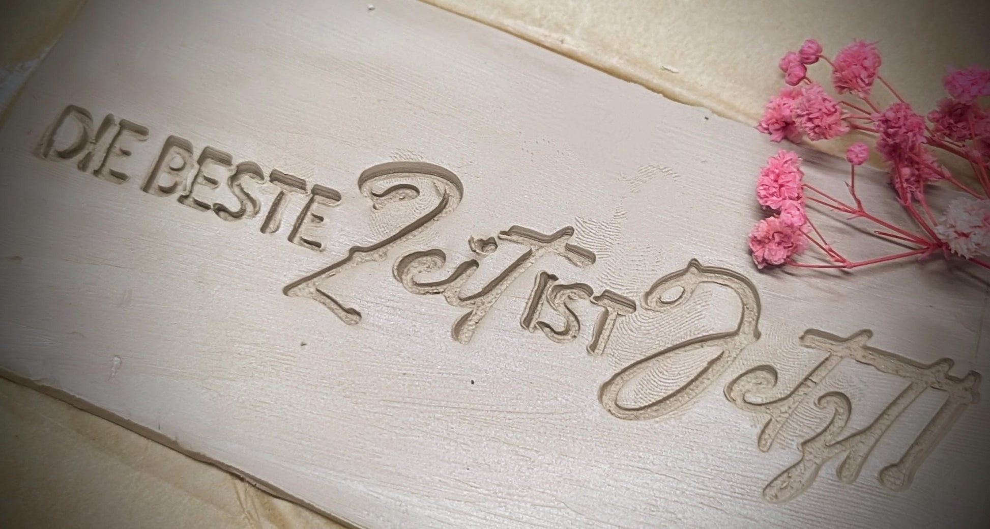 Keramikstempel / Die beste Zeit ist Jetzt! / Tonstempel / Töpferstempel