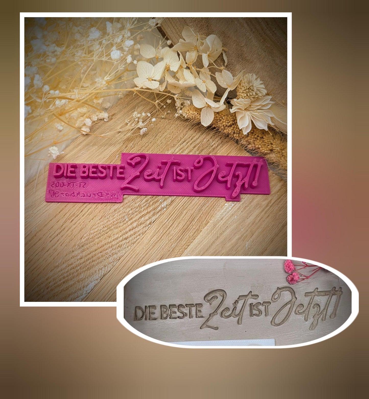 Keramikstempel / Die beste Zeit ist Jetzt! / Tonstempel / Töpferstempel