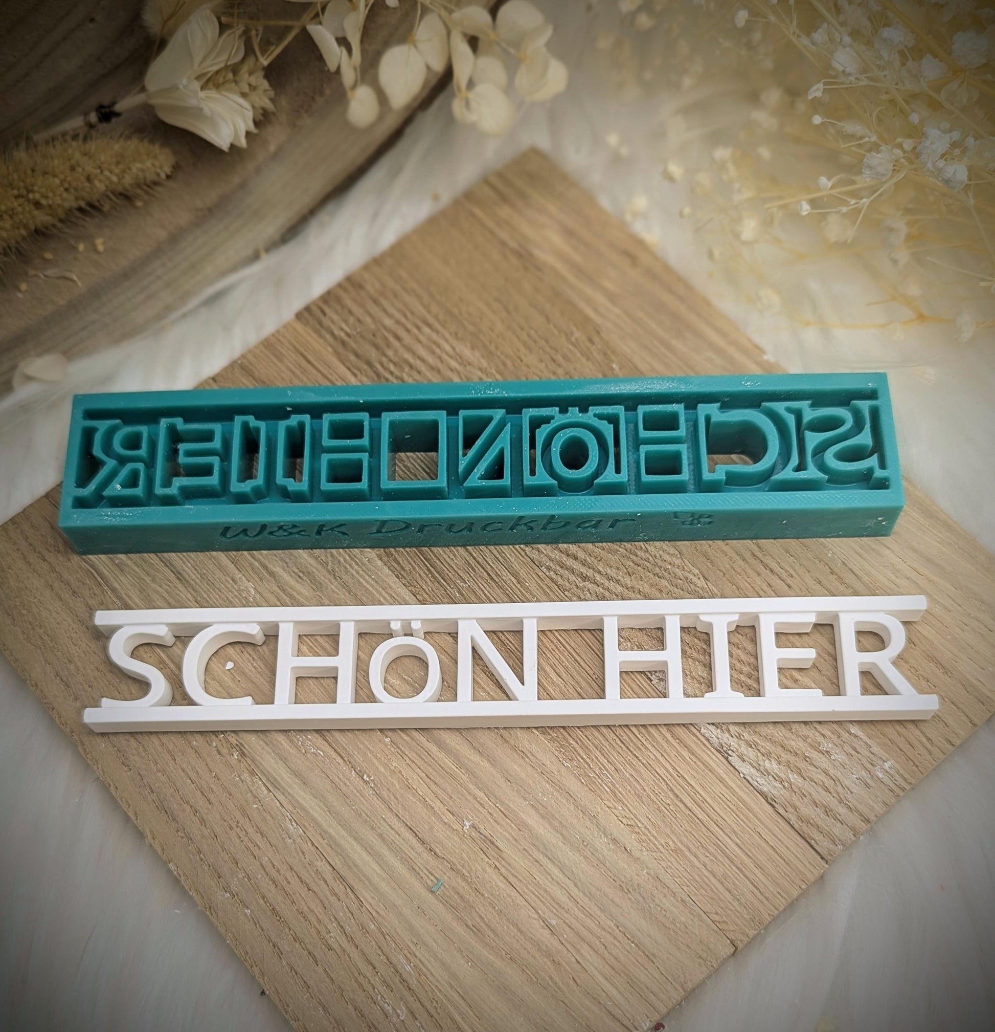 Klötzchen Gießform / Schön hier / Silikonform für Klötzchen /160x22x8 mm / Silikon Klötzchen Gießform /Gießform Klötzchen
