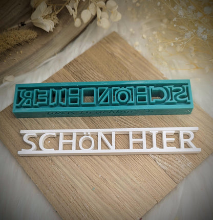 Klötzchen Gießform / Schön hier / Silikonform für Klötzchen /160x22x8 mm / Silikon Klötzchen Gießform /Gießform Klötzchen