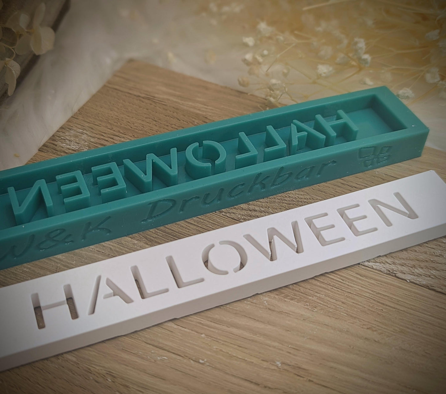 Klötzchen Gießform / HALLOWEEN / Silikonform für Klötzchen / 160x22x8 mm / Silikon Klötzchen Gießform /Gießform Klötzchen