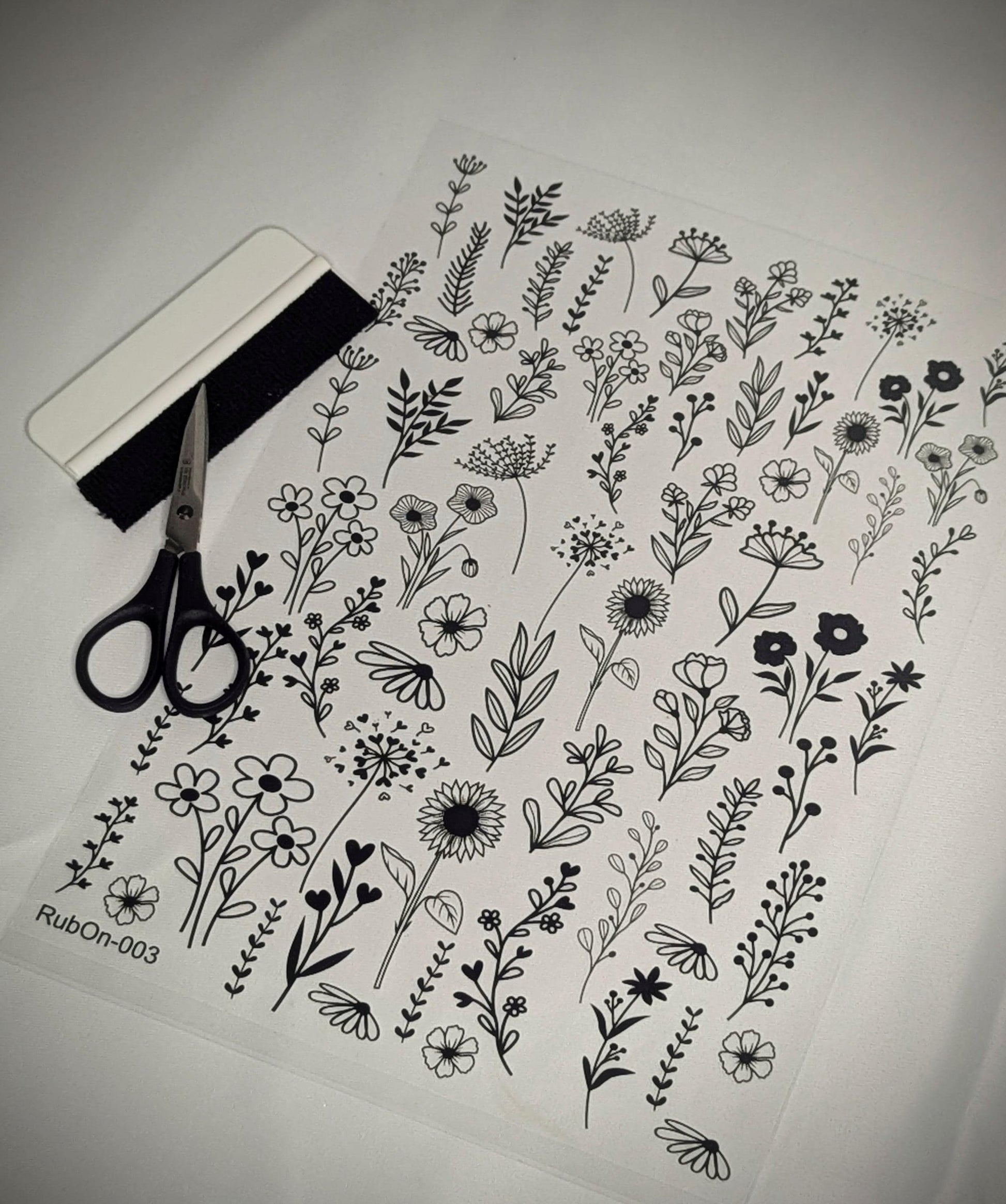 RubOn Sticker / Wildblumen / A4 Bogen / Randlos /Abreibebilder / DIY Sticker für z.B. Glas Holz