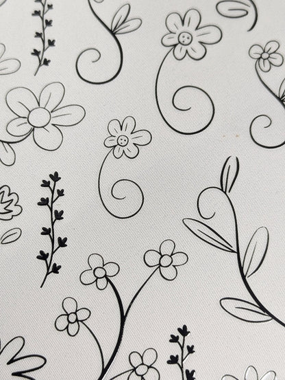 RubOn Sticker / Strichblumen / A4 Bogen / Randlos /Abreibebilder / DIY Sticker für z.B. Glas Holz