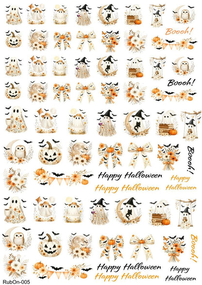 RubOn Sticker / Halloween Vintage / A4 Bogen / Randlos /Abreibebilder / DIY Sticker für z.B. Glas Holz