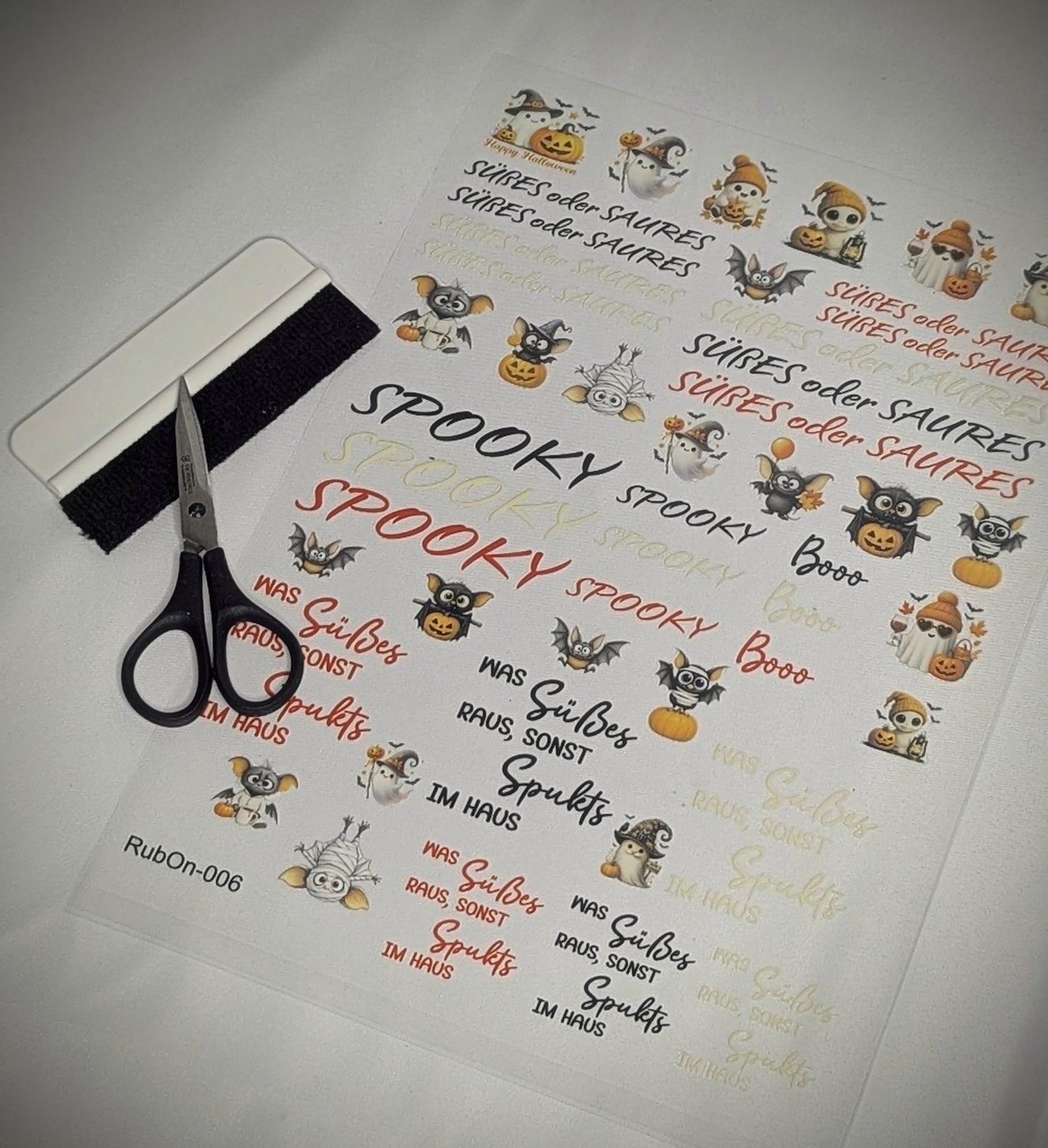 RubOn Sticker / Halloween Orange / A4 Bogen / Randlos /Abreibebilder / DIY Sticker für z.B. Glas Holz