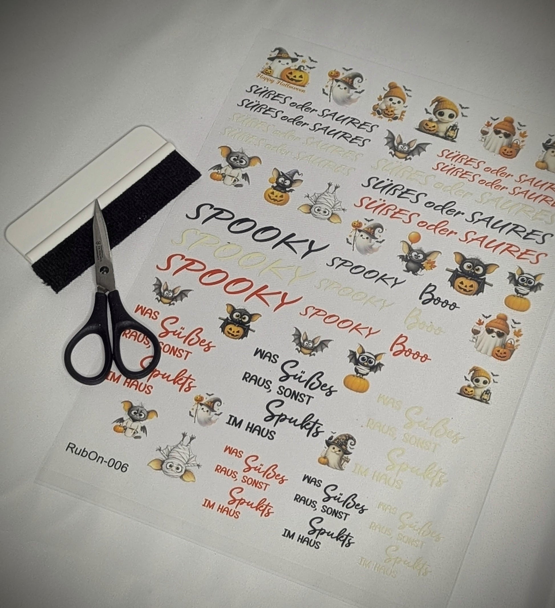 RubOn Sticker / Halloween Orange / A4 Bogen / Randlos /Abreibebilder / DIY Sticker für z.B. Glas Holz