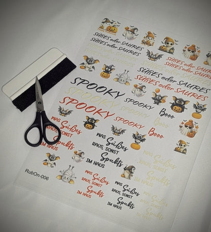 RubOn Sticker / Halloween Orange / A4 Bogen / Randlos /Abreibebilder / DIY Sticker für z.B. Glas Holz
