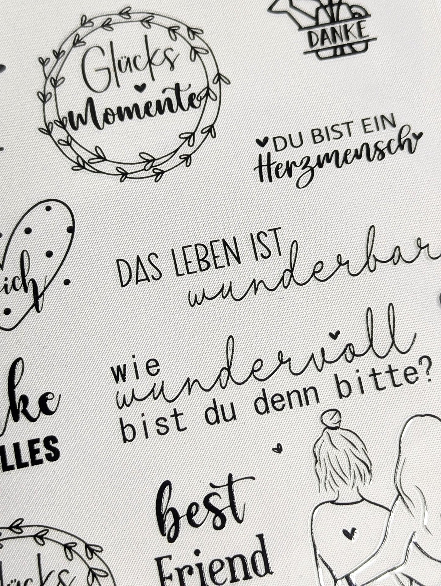 RubOn Sticker / Freundschaft / A4 Bogen / Randlos /Abreibebilder / DIY Sticker für z.B. Glas Holz