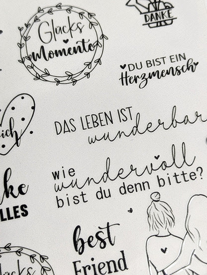 RubOn Sticker / Freundschaft / A4 Bogen / Randlos /Abreibebilder / DIY Sticker für z.B. Glas Holz