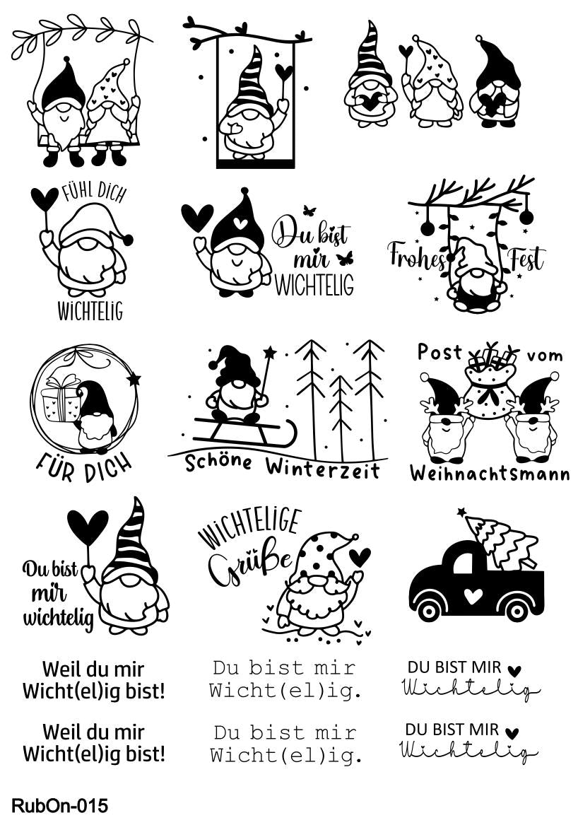 RubOn Sticker / Wichtel / A4 Bogen / Randlos /Abreibebilder / DIY Sticker für z.B. Glas Holz