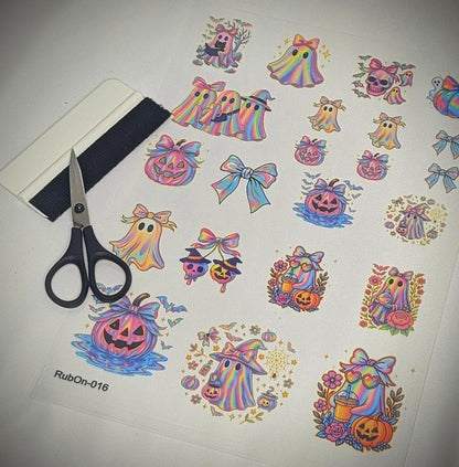 RubOn Sticker / Halloween Shiny / A4 Bogen / Randlos /Abreibebilder / DIY Sticker für z.B. Glas Holz