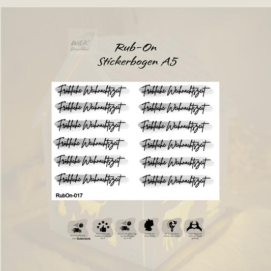 RubOn Sticker / Fröhliche Weihnachtszeit (Hintergrund)/ A5 Bogen / Randlos /Abreibebilder / DIY Sticker für z.B. Glas Holz