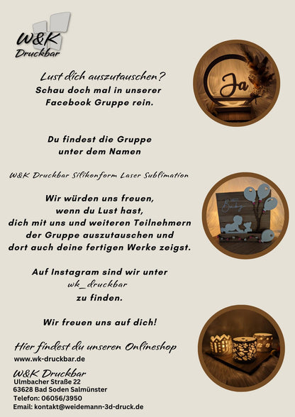 Gießform / HAPPY / Silikonform für Klötzchen-Halterung / Silikon Klötzchen Gießform /Gießform Klötzchen