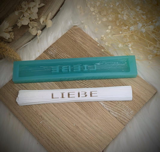 Klötzchen Gießform / Liebe / Holzoptik / Silikonform für Klötzchen / 160x22x8 mm / Silikon Klötzchen Gießform /Gießform Klötzchen