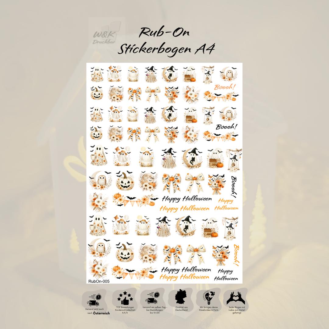RubOn Sticker / Halloween Vintage / A4 Bogen / Randlos /Abreibebilder / DIY Sticker für z.B. Glas Holz
