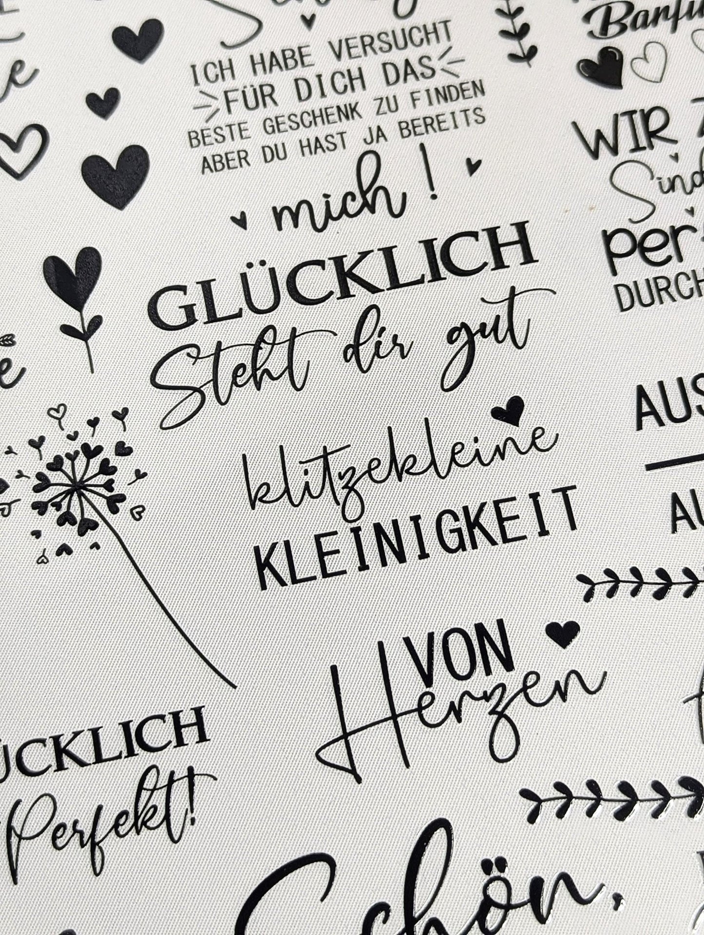 RubOn Sticker / Sprüche mit Herz / A4 Bogen / Randlos /Abreibebilder / DIY Sticker für z.B. Glas Holz