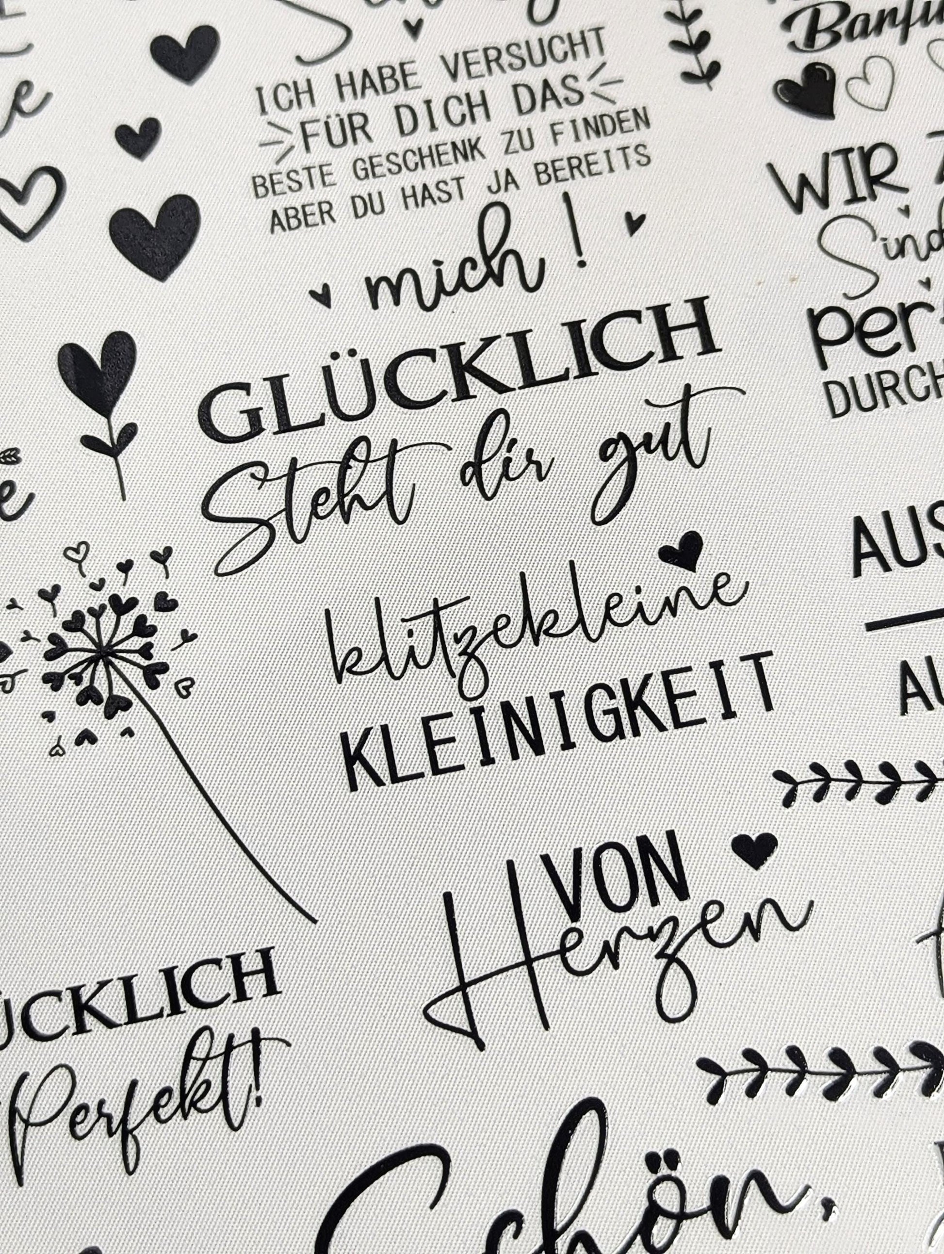 RubOn Sticker / Sprüche mit Herz / A4 Bogen / Randlos /Abreibebilder / DIY Sticker für z.B. Glas Holz