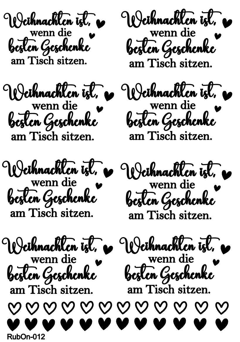 RubOn Sticker / Weihnachten ist... / A4 Bogen / Randlos /Abreibebilder / DIY Sticker für z.B. Glas Holz
