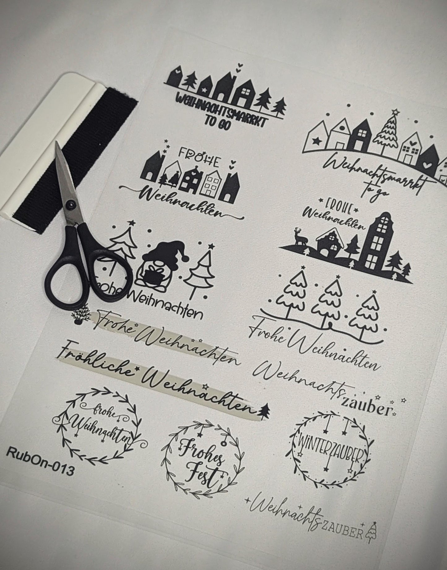 RubOn Sticker / Weihnachten / A4 Bogen / Randlos /Abreibebilder / DIY Sticker für z.B. Glas Holz