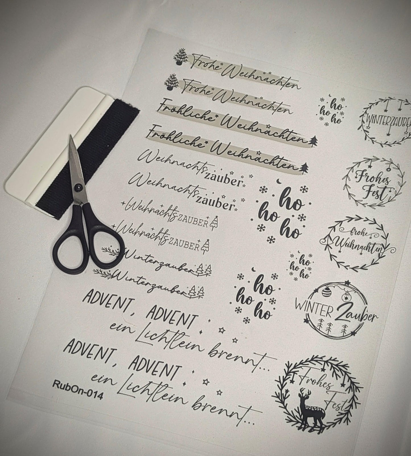 RubOn Sticker / Weihnachten Sprüche / A4 Bogen / Randlos /Abreibebilder / DIY Sticker für z.B. Glas Holz