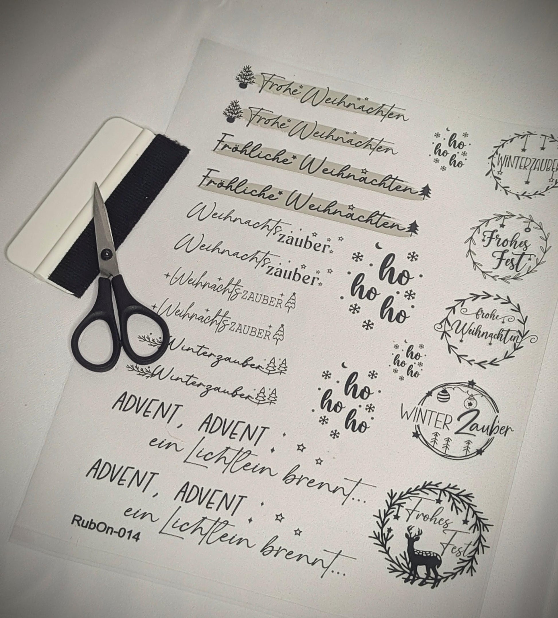 RubOn Sticker / Weihnachten Sprüche / A4 Bogen / Randlos /Abreibebilder / DIY Sticker für z.B. Glas Holz