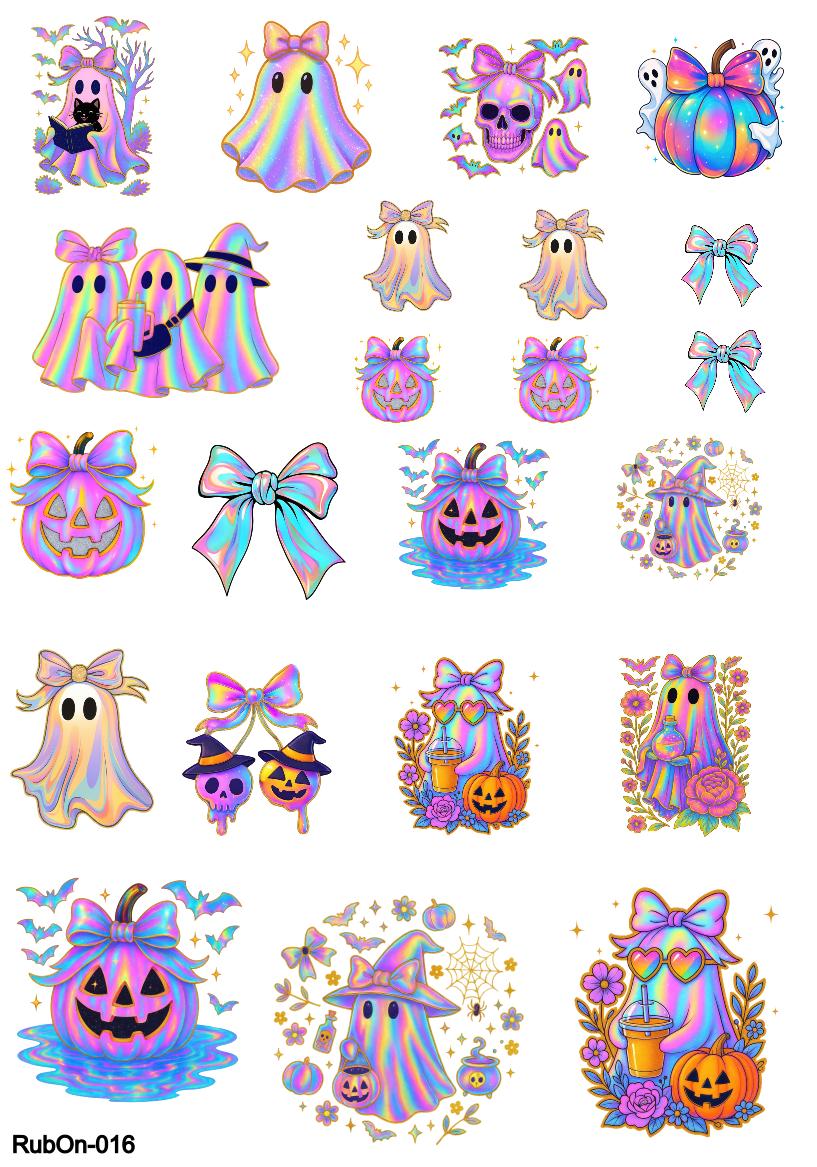 RubOn Sticker / Halloween Shiny / A4 Bogen / Randlos /Abreibebilder / DIY Sticker für z.B. Glas Holz