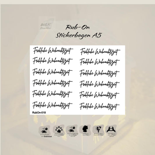 RubOn Sticker / Fröhliche Weihnachtszeit / A5 Bogen / Randlos /Abreibebilder / DIY Sticker für z.B. Glas Holz