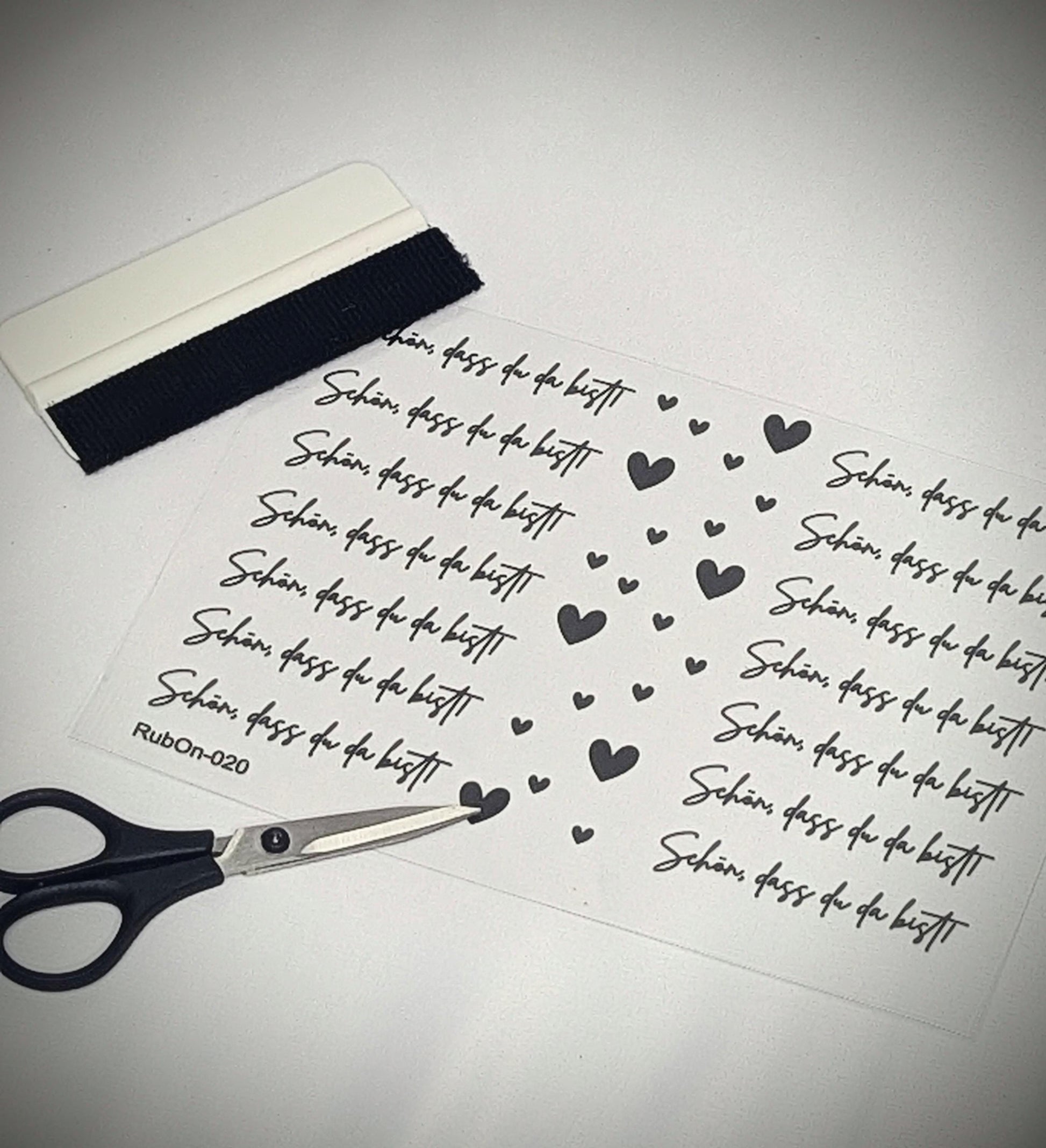 RubOn Sticker / Fröhliche Schön, dass du da bist! / A5 Bogen / Randlos /Abreibebilder / DIY Sticker für z.B. Glas Holz