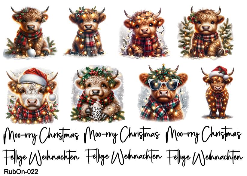 RubOn Sticker / Fellige Weihnachten/ A5 Bogen / Randlos /Abreibebilder / DIY Sticker für z.B. Glas Holz