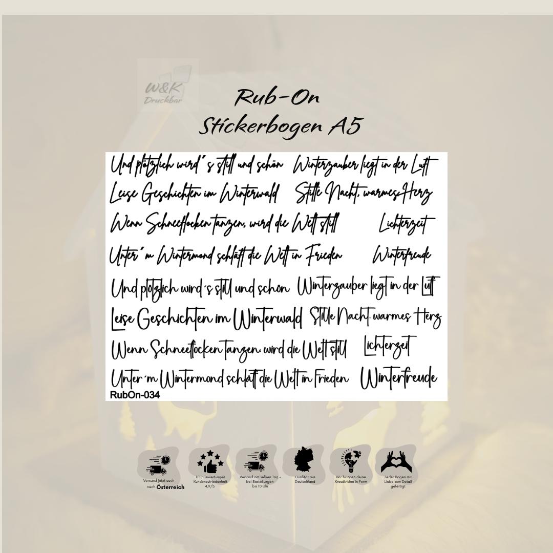 RubOn Sticker / Sprüche für Klötzchen / A5 Bogen / Randlos /Abreibebilder / DIY Sticker für z.B. Glas Holz
