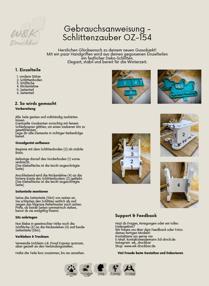 Gießform Schlittenzauber / Weihnachtsschlitten / Miniatur / Raysin